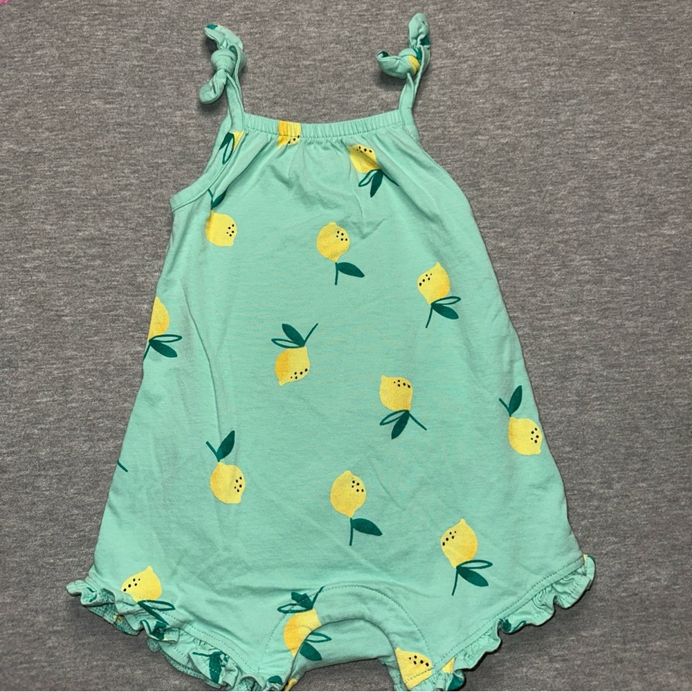 NEW Old Navy Baby/Toddler Girl’s Green Lemon Tie Knot Romper 18-24 Months